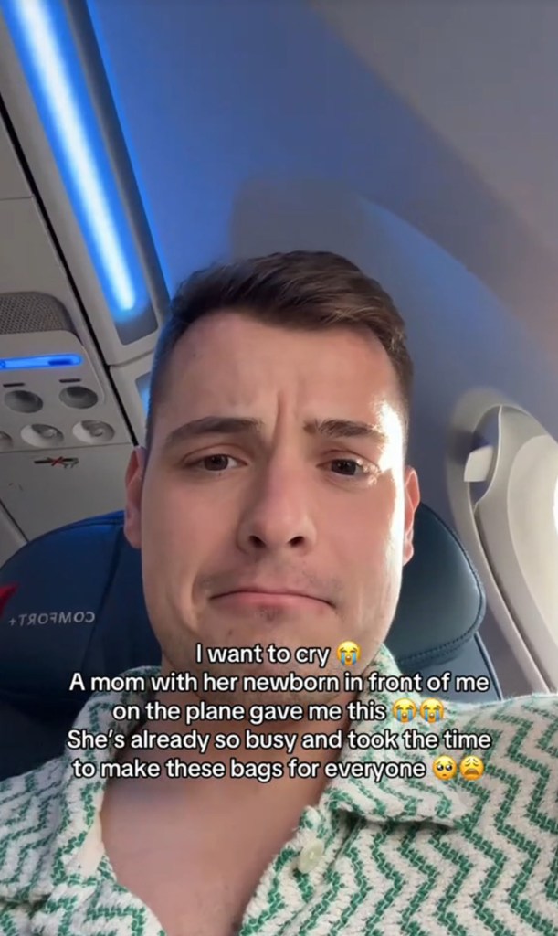 New Mom on a Delta flight by distributing care packages to passengers